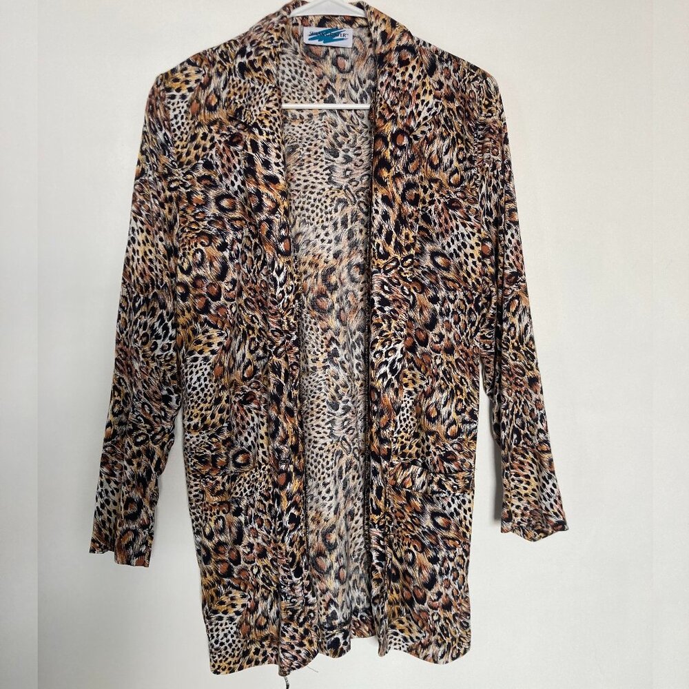 Cheetah print cardigan with pockets